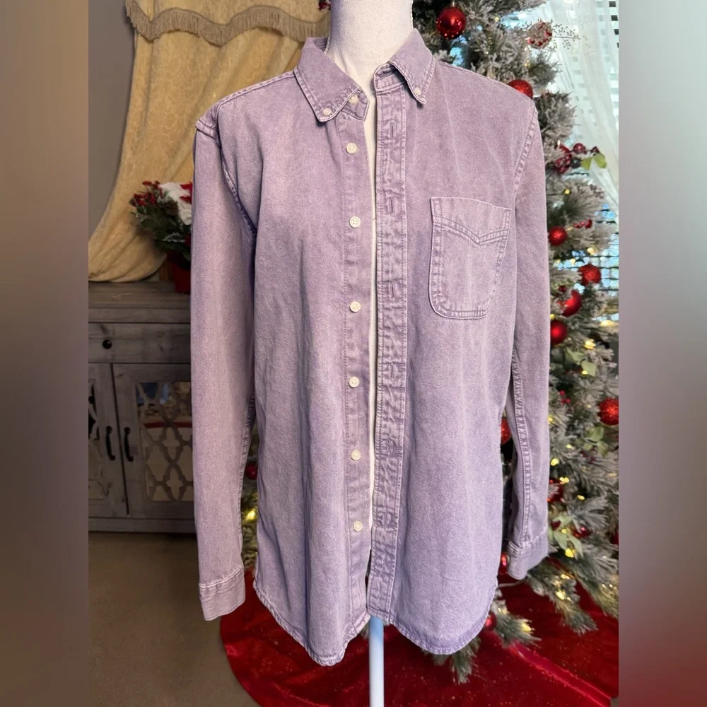 Zara Men's Purple Denim Shirt - Picture 3 of 9